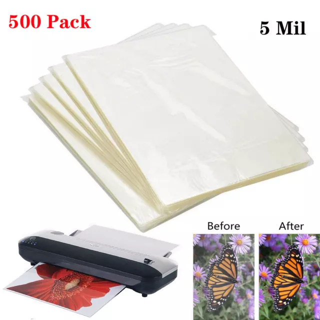5 Mil Letter Size Clear Thermal Hot Laminating Pouches 9" x 11.5" Sheets-500Pack
