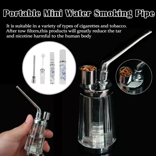 Portable Mini Small Smoking Tobacco Pipe Water Bong Smoke  Hookah Shisha Pipes 3