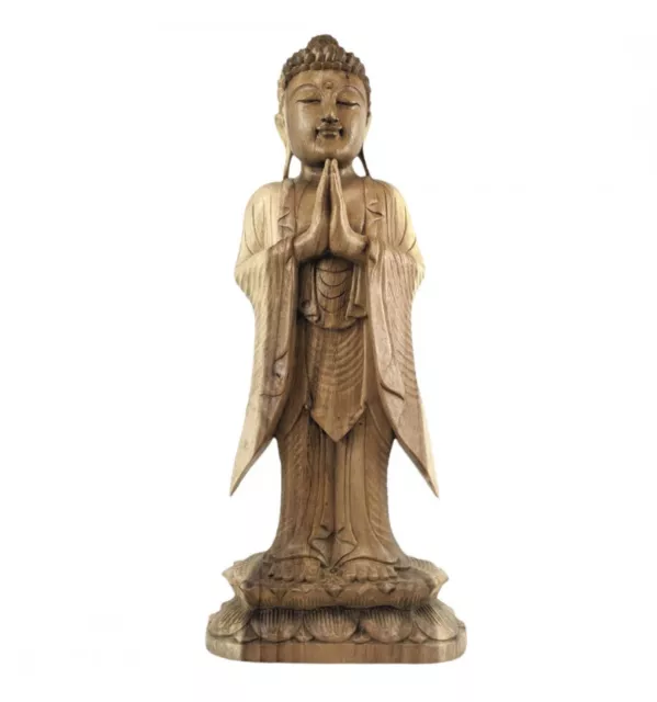 Grande statue de Bouddha Debout 60cm - Bois massif