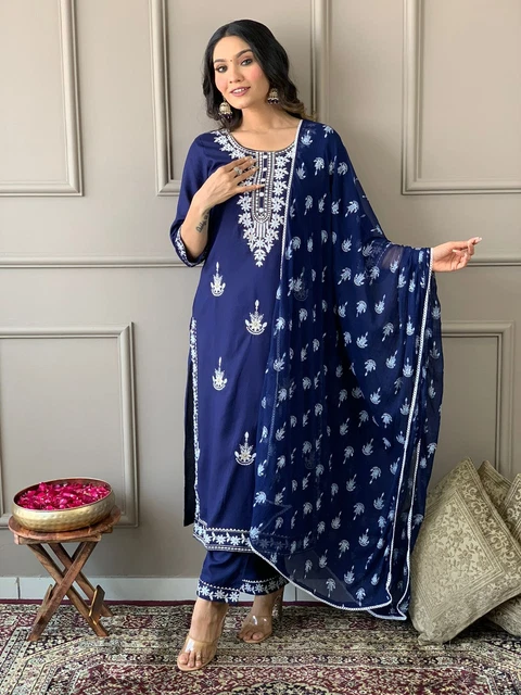 Set tunica donna designer Kurti indiano Bollywood Salwar Kameez abito abito