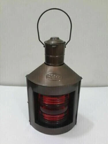 Linterna antigua lámpara de aceite náutica marítima barco linterna vintage...