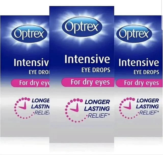 Optrex Intensive Augentropfen für trockene Augen, länger anhaltende Linderung 10 ml x 3