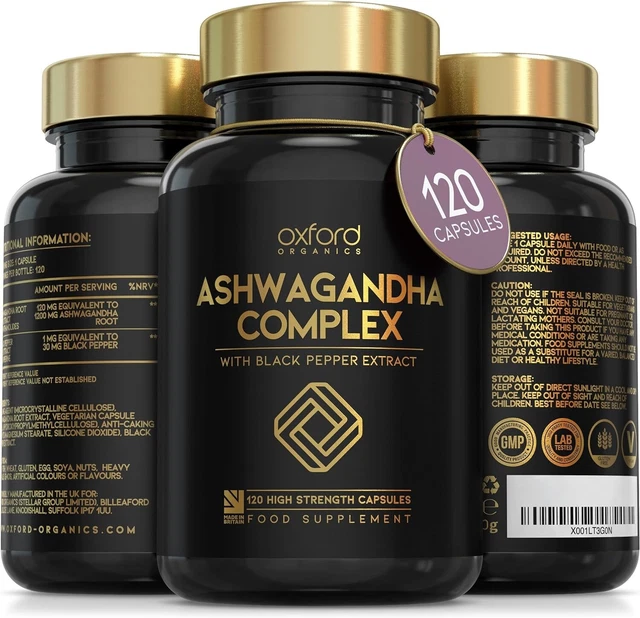 Ashwagandha Capsules 1200mg x 120 For Anxiety & Stress Relief Tablets - UK Stock