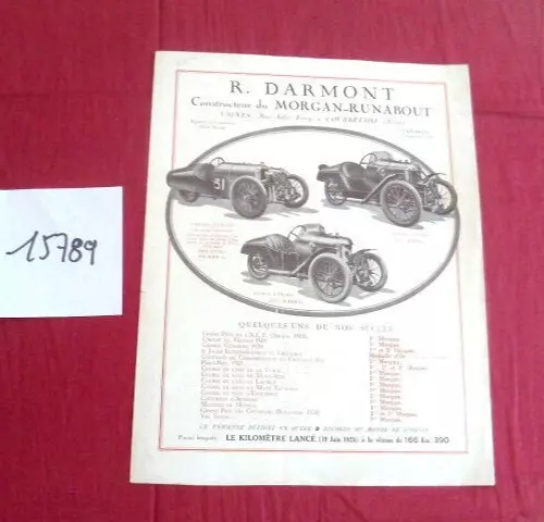 N°15789 /  R.DARMONT constructeur du Morgan-Runabout / prospectus d'epoque  1925