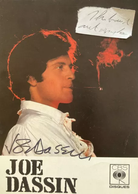 Rare belle carte Joe Dassin Autographe dédicace Signé Chanson Chanteur Musique