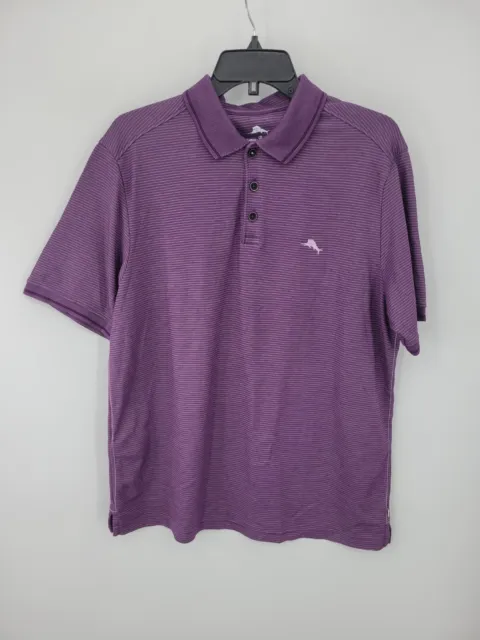 Tommy Bahama Polo Shirt Mens Medium Purple Logo Short Sleeve Golf Cruise Wear