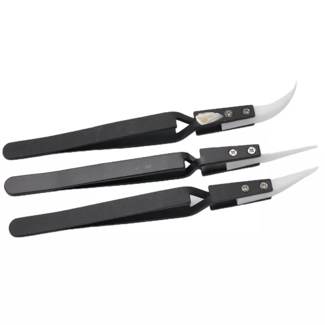 Heat Resistant Ceramic Tweezers with Stainless Steel Material Pack of 3