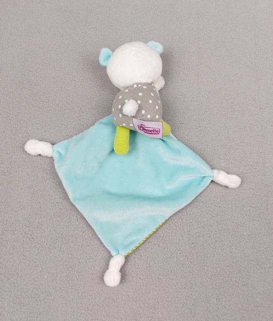 Doudou peluche ours gris pois mouchoir blanc souris chut on dort Pommette 2