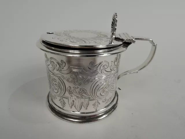 Victorian Mustard Pot Antique Condiment English Sterling Silver Fox 1858