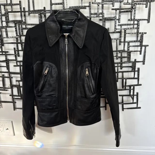 Dolce & Gabbana Women’s Leather Trim Jacket - Black - Size 42 (IT) / 6 (US)