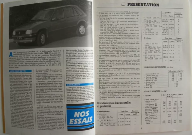 revue pratique de technique automobile RTA neuve Opel CORSA A avant 1990 2