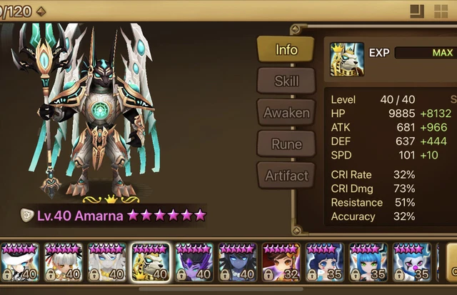 Summoners War Global, Lv 50, Amarna Sigmarus Elsharion Poseidon Praha Chloe More