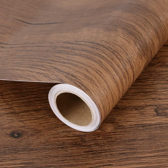 PEEL & STICK Wood Grain Contact Paper Brown Wooden Look Wallpaper Self