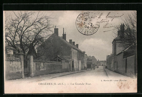 CPA Orgères, La Grande Rue 1904
