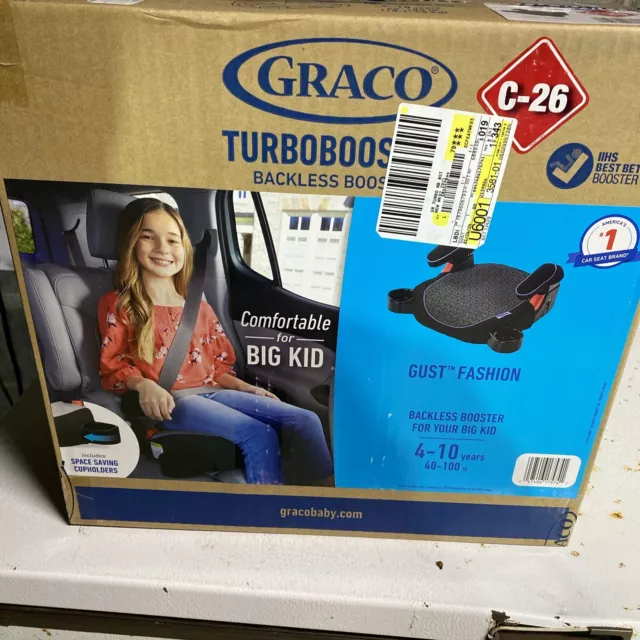 Graco TurboBooster Backless Booster Car Seat Gust Fashion 4-10 Years 40-100lbs