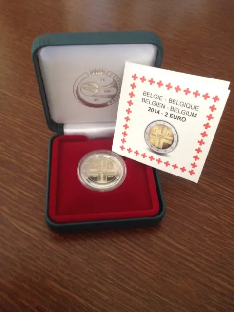 manueduc  2 EUROS  2014  BELGICA PROOF  Estuche 150 AÑOS DE LA CRUZ ROJA  Nuevo