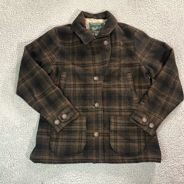 Vintage Woolrich Flannel Jacket Women's Coat Button Up Wool Brown Large