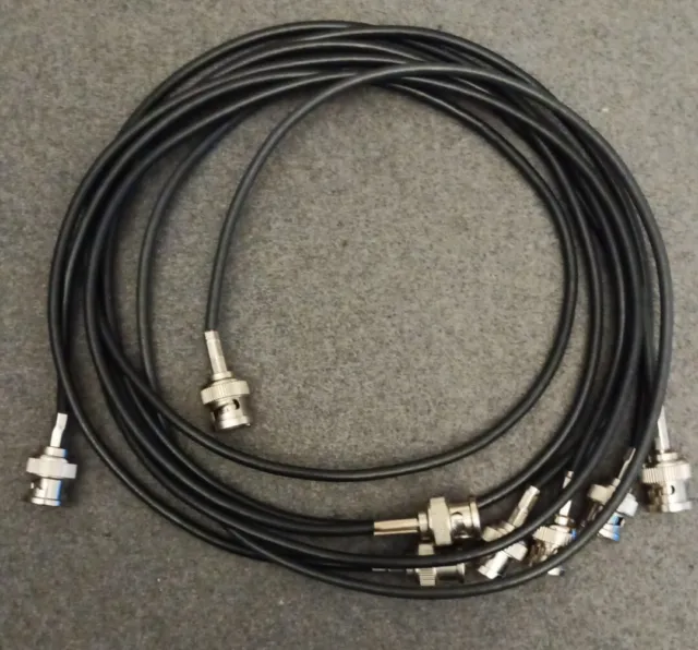4 x 1m (approx) BNC Male to Male Mini Coax Patch Cables