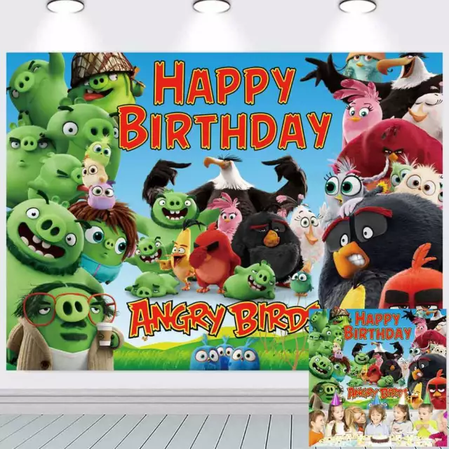 Angry Birds Birthday Backdrop Banner Poster Vinyl Party Decoration 7x5ft