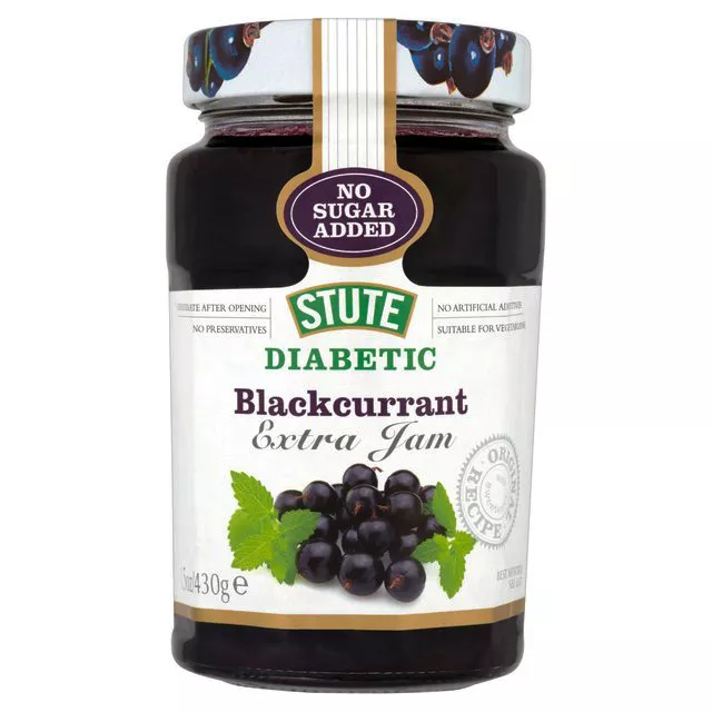 Stute Diabetic Blackcurrant Extra Jam 430g, No Sugar Added, No Preservatives