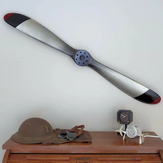 Replica WWI US Silver Wood Wooden Airplane Aircraft Propeller 47" Black Red Tips Replica WWI US Silver Wood Wooden Airplane Aircraft Propeller 47" Black Red Tips