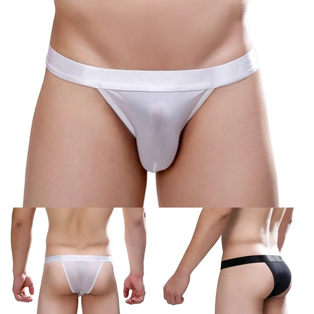 Mens Sexy Thin Briefs Ice-Silk Underwear Bikini Soft-Pouch Panties Underpants