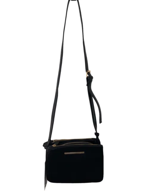 Kensie Crossbody Shoulder Bag Black Vegan Zipper Leather NEW MSRP $78