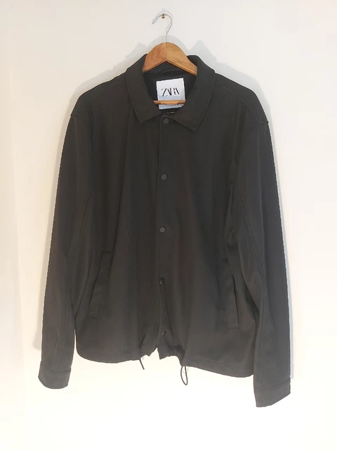 ZARA MAN Black Faux Leather Bomber Jacket Size XL