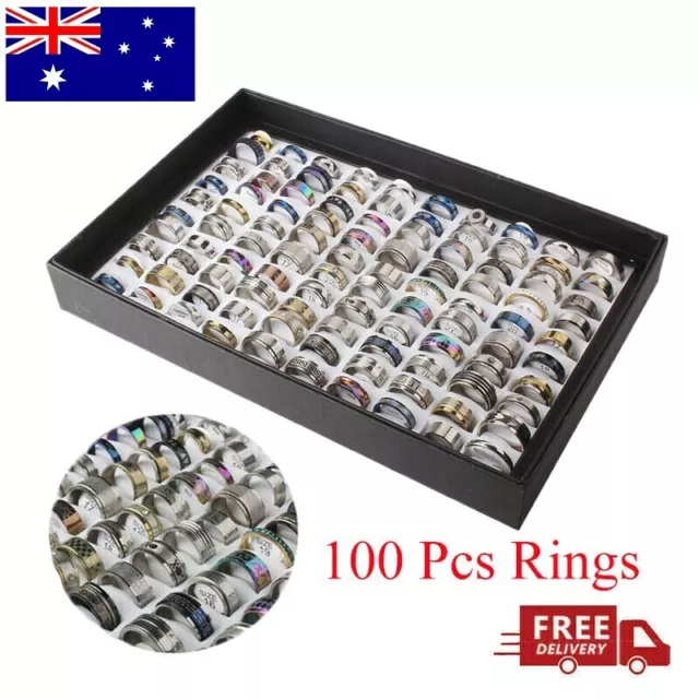 100X Wholesale Mixed Rings Bulk Finger Band Ring Lot Men Women Fashion Jewelry