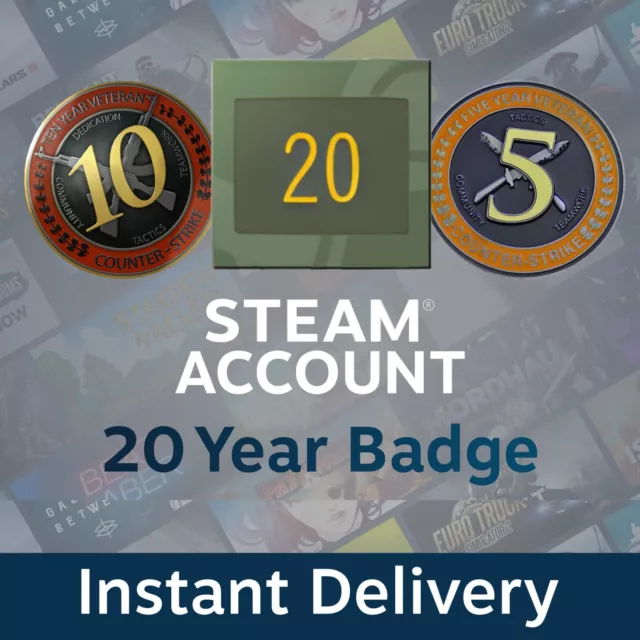 20 Year Steam Account | 5 & 10 Year Medal CSGO CS2 | Instant Delivery