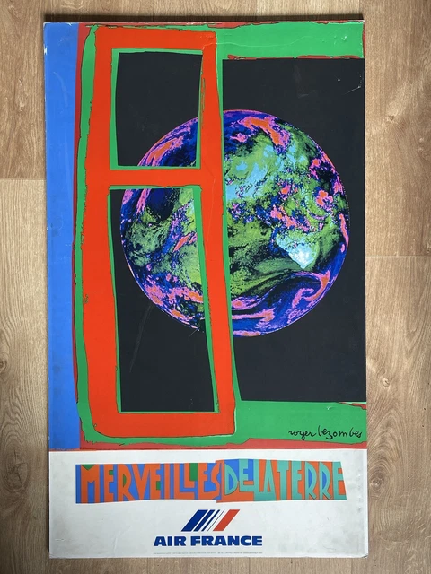 Rare Affiche Air France Roger Bezombes Merveilles De La Terre Concorde