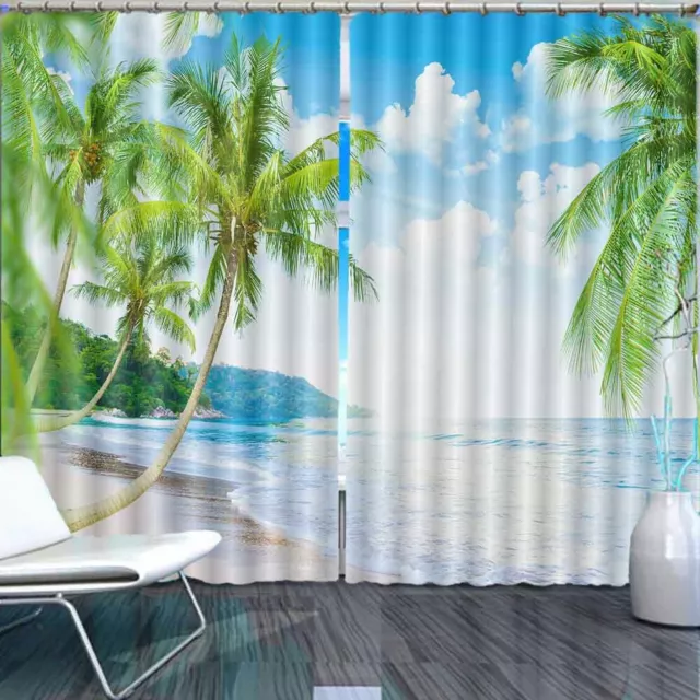 Curved Banana Trees 3D Curtain Blockout Photo Printing Curtains Drape Fabric