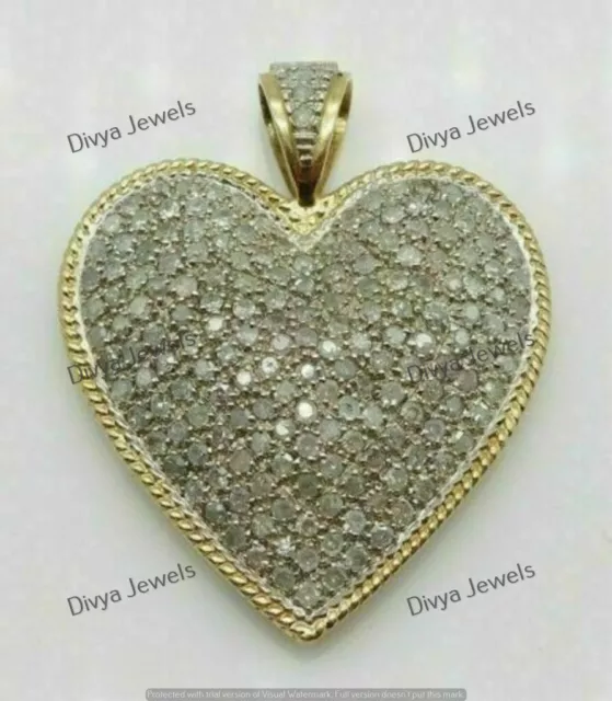 Women's 2 CT Round Cut Moissanite Heart Love Pendant 14K Yellow Gold Plated