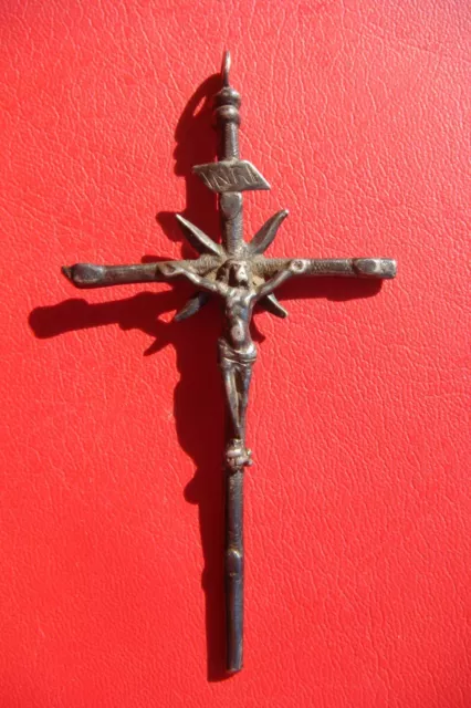 Xviii Century Old Antique Italy Vatican Rare Holy Sterling Silver Cross Crucifix