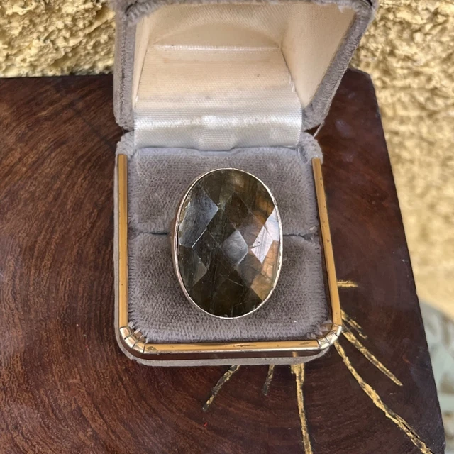 Stella and Dot Labradorite Ring in Sterling Silver Retired Adjustable