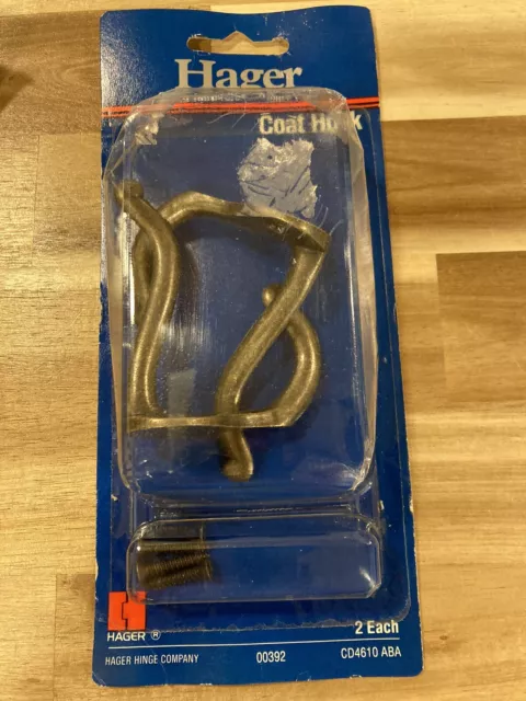 (2) Vintage Antique Brass Double Wall Hook - Coat Hat Clothes Hanger