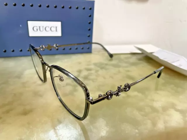 Gucci Graphite Grey Metal Fully Rimmed Eyeglasses Glasses Frame GG1040 with case