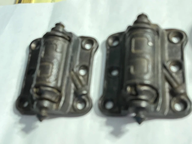 Antique vintage heavy cast iron stover freeport ill. spring screen door hinges