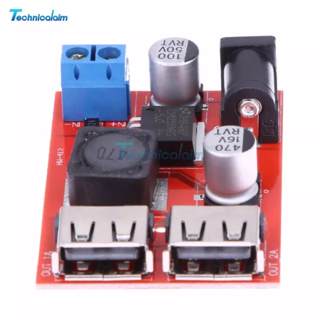 DC 9/12/24/36V to 5V 3A Step Down Buck PowerSupply Module 6-40V Dual USB Charger