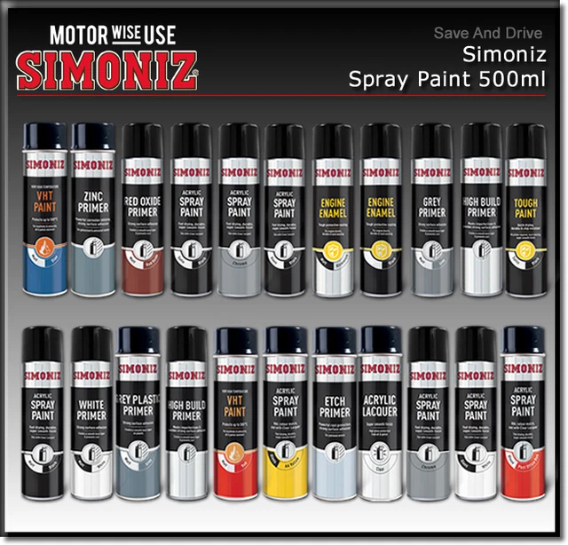 SIMONIZ HOLTS ACRYLIC DIY Car Spray Paint Primer Enamel VHT Satin Gloss
