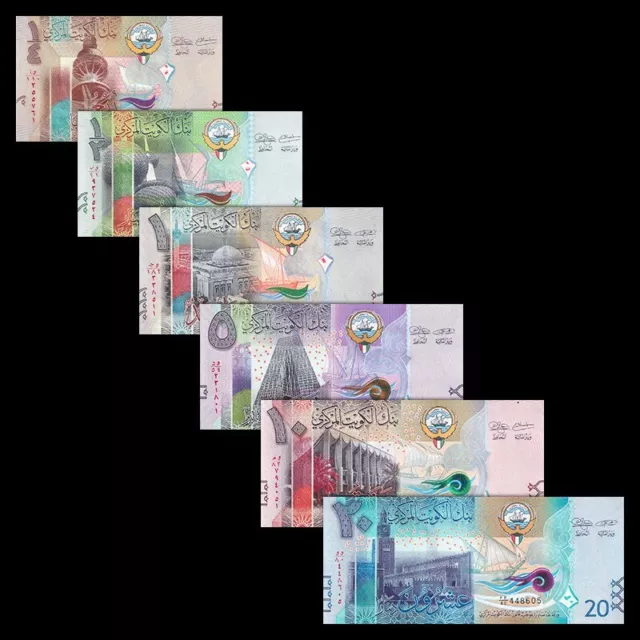 Set 6 Pcs, Kuwait 1/4 1/2 1 5 10 20 Dinar, Banknotes set, UNC