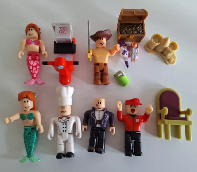 Roblox figures bundle Pizza Moped Motorcycle Chef Mermaids Accessories