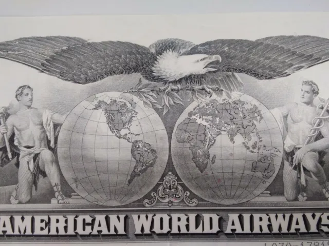 Pan Am World Airways Stock Certificate Vtg 1978 Vignette Green Madelyn Weeks NY