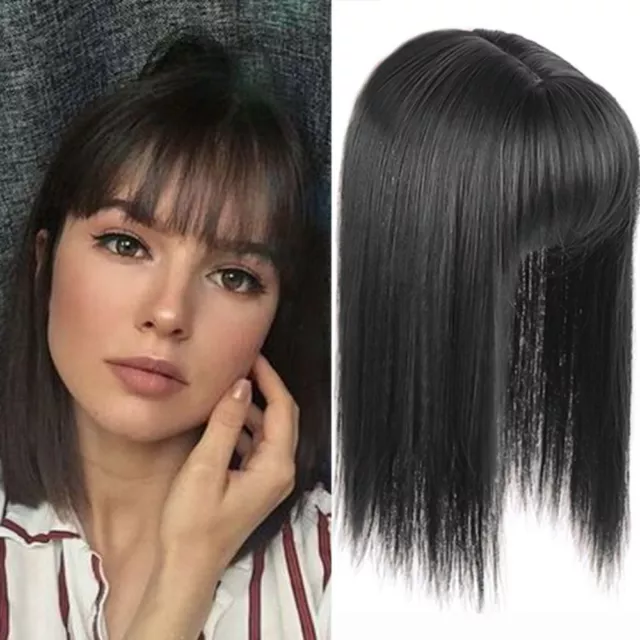 Clip on 3D Air Bangs Wig Front Neat Bang Straight Bangs Synthetic Hairpiece