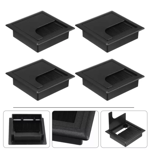 4 piezas Organizador de orificio de escritorio caja de alambre de plástico oficina negro