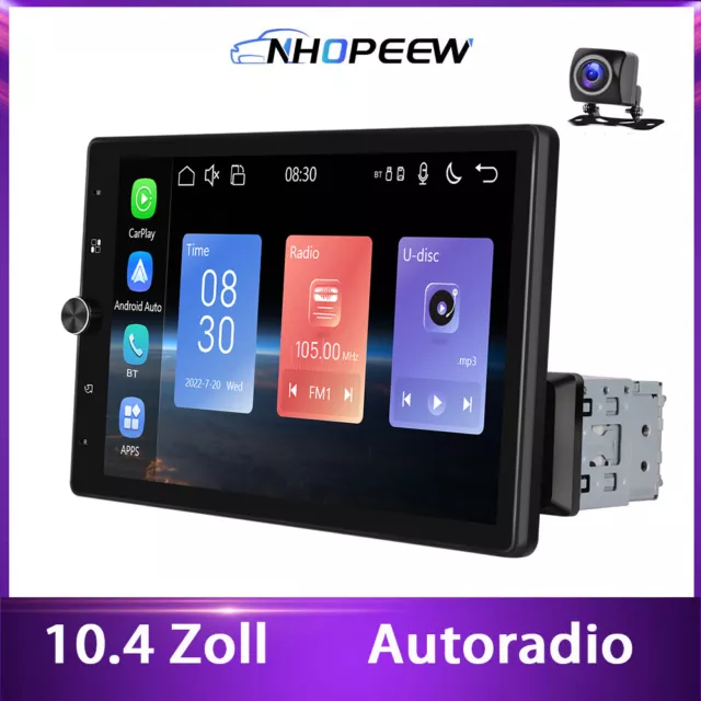 10.4 Zoll Autoradio 1 DIN Touchscreen Carplay BT GPS NAVI FM RDS USB WiFi+Kamera