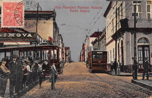 PORTO ALEGRE, BRAZIL ~  RUA MARECHAL FLORIANO PEIXOTE, TROLLEY ~ used 1923