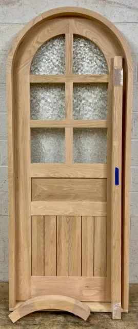 Rustic solid oak arched door architectural glass Pantry 2 sets trim PRE HUNG