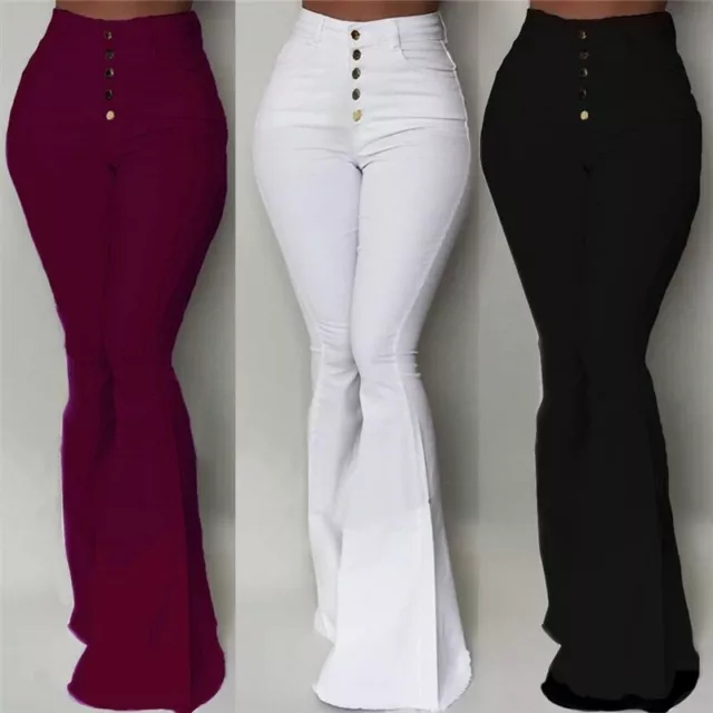 Pantalones Para Mujer Jean de Mezclilla Vaqueros Campana Informales Ropa