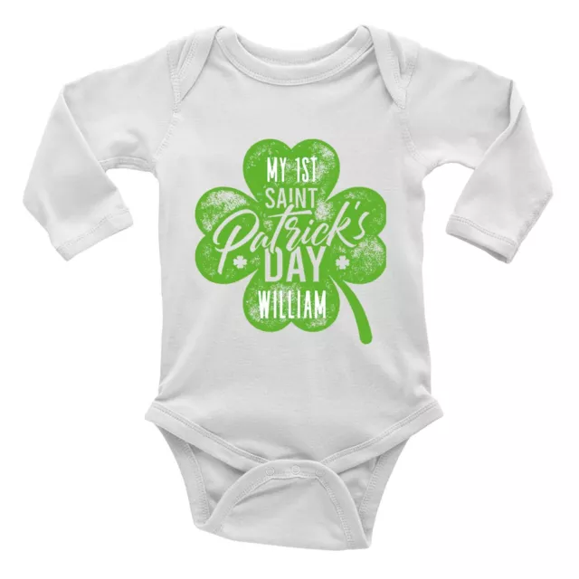 Personalised My 1st Saint Patrick's Day Baby Grow Vest Bodysuit Irish Lucky L/S
